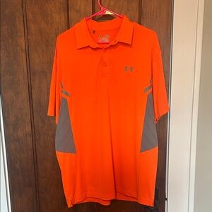Under Armour Men's Bright Orange Polo with Gray Accents